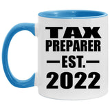 Tax Preparer Established EST. 2022 - 11oz Accent Mug Blue
