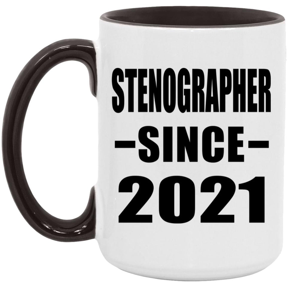 Stenographer Since 2021 - 15oz Accent Mug Black