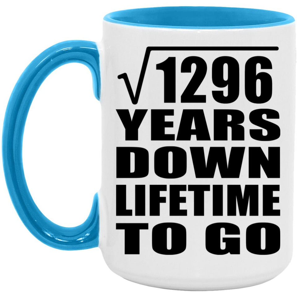 36th Anniversary Square Root of 1296 Years Lifetime To Go - 15oz Accent Mug Blue