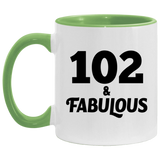 102nd Birthday 102 & Fabulous - 11oz Accent Mug Green