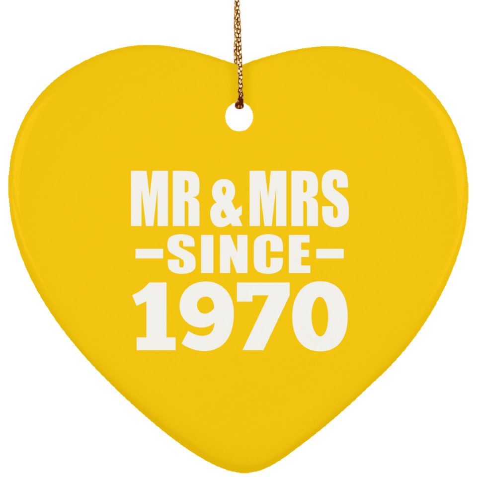54th Anniversary Mr & Mrs Since 1970 - Heart Ornament