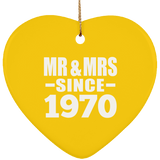 54th Anniversary Mr & Mrs Since 1970 - Heart Ornament