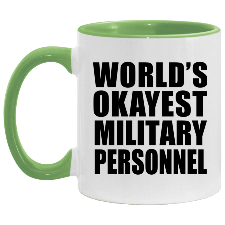 World's Okayest Military Personnel - 11oz Accent Mug Green