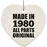 44th Birthday Made in 1980 All Parts Original - Heart Ornament