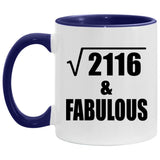 46th Birthday Square Root of 2116 & Fabulous - 11oz Accent Mug Purple