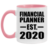 Financial Planner Established EST. 2020 - 11oz Accent Mug Pink