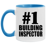 Number One #1 Building Inspector - 11oz Accent Mug Blue