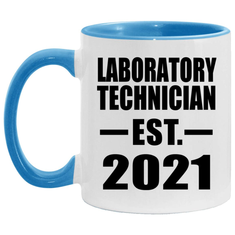 Laboratory Technician Established EST. 2021 - 11oz Accent Mug Blue