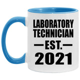 Laboratory Technician Established EST. 2021 - 11oz Accent Mug Blue