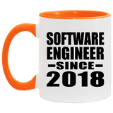 Software Engineer Since 2018 - 11oz Accent Mug Orange