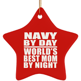 Navy By Day World's Best Mom By Night - Star Ornament