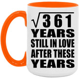 19th Anniversary Square Root of 361 Years Still In Love - 15oz Accent Mug Orange