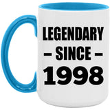 26th Birthday Legendary Since 1998 - 15oz Accent Mug Blue
