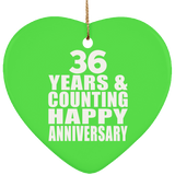 Happy 36th Anniversary 36 Years & Counting - Heart Ornament