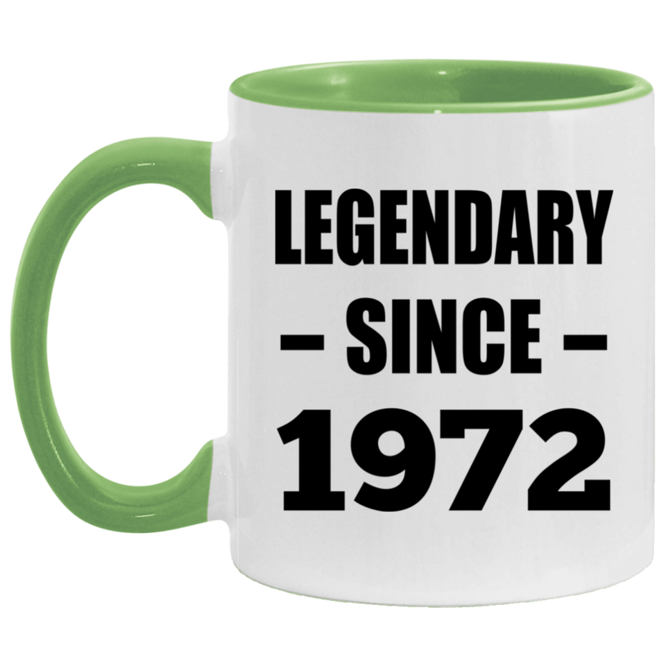 52nd Birthday Legendary Since 1972 - 11oz Accent Mug Green