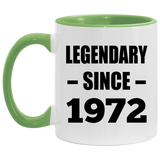 52nd Birthday Legendary Since 1972 - 11oz Accent Mug Green