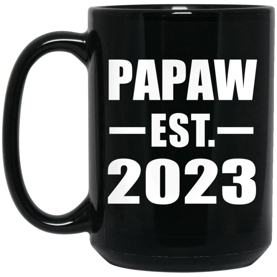 Papaw Established EST. 2023 - 15oz Coffee Mug Black
