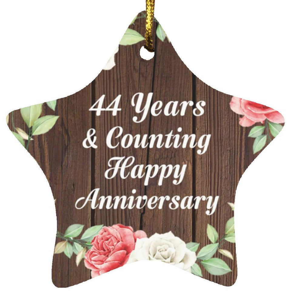 Happy 44th Anniversary 44 Years & Counting - Star Ornament A