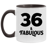 36th Birthday 36 & Fabulous - 11oz Accent Mug Black