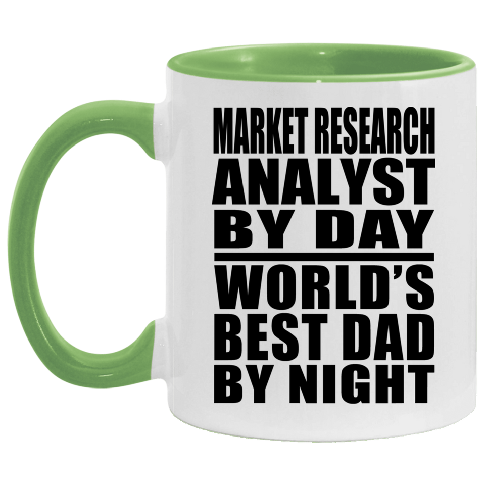 Market Research Analyst By Day World's Best Dad By Night - 11oz Accent Mug Green