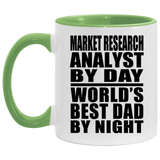 Market Research Analyst By Day World's Best Dad By Night - 11oz Accent Mug Green