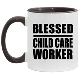 Blessed Child Care Worker - 11oz Accent Mug Black