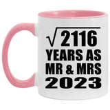 46th Anniversary Square Root of 2116 Years As Mr & Mrs 2023 - 11oz Accent Mug Pink