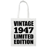 77th Birthday Vintage 1947 Limited Edition - Tote Bag White
