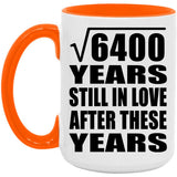 80th Anniversary Square Root of 6400 Years Still In Love - 15oz Accent Mug Orange