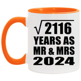 46th Anniversary Square Root of 2116 Years As Mr & Mrs 2024 - 11oz Accent Mug Orange