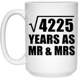 65th Anniversary Square Root of 4225 Years As Mr & Mrs - 15oz Coffee Mug