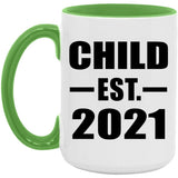 Child Established EST. 2021 - 15oz Accent Mug Green
