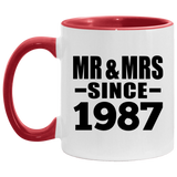 37th Anniversary Mr & Mrs Since 1987 - 11oz Accent Mug Red
