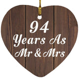 94th Anniversary 94 Years As Mr & Mrs - Heart Ornament D