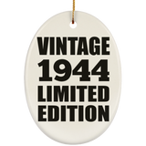 80th Birthday Vintage 1944 Limited Edition - Oval Ornament