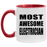 Most Awesome Electrician - 11oz Accent Mug Red