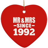 32nd Anniversary Mr & Mrs Since 1992 - Heart Ornament