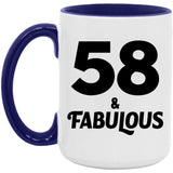 58th Birthday 58 & Fabulous - 15oz Accent Mug Purple