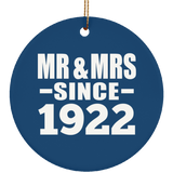 102nd Anniversary Mr & Mrs Since 1922 - Circle Ornament