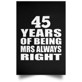 45th Anniversary 45 Years of Being Mrs Always Right - Poster Portrait