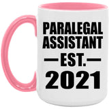 Paralegal Assistant Established EST. 2021 - 15oz Accent Mug Pink