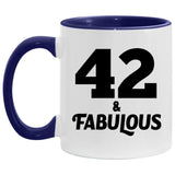 42nd Birthday 42 & Fabulous - 11oz Accent Mug Purple