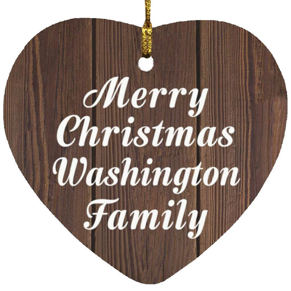 Merry Christmas Washington Family - Heart Ornament D