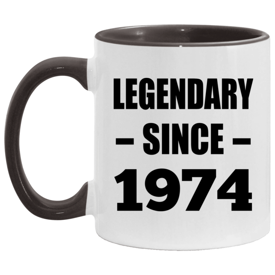 50th Birthday Legendary Since 1974 - 11oz Accent Mug Black