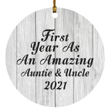 First Year As An Amazing Auntie & Uncle 2021 - Circle Ornament F