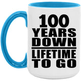 100th Anniversary 100 Years Down Lifetime To Go - 15oz Accent Mug Blue