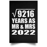96th Anniversary Square Root of 9216 Years As Mr & Mrs 2022 - Poster Portrait