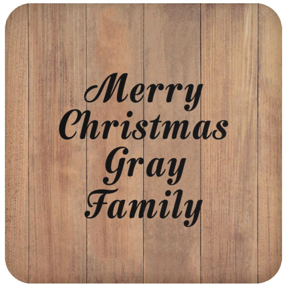 Merry Christmas Gray Family - Drink Coaster C
