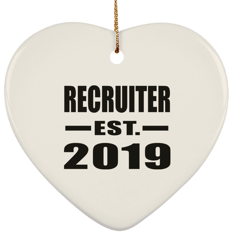 Recruiter Established EST. 2019 - Heart Ornament