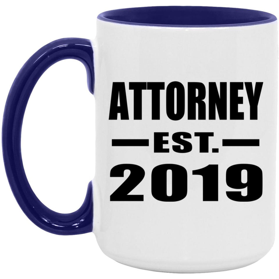 Attorney Established EST. 2019 - 15oz Accent Mug Purple